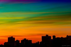 Multi-colored sunset clouds over Uptown, Chicago, June 2020